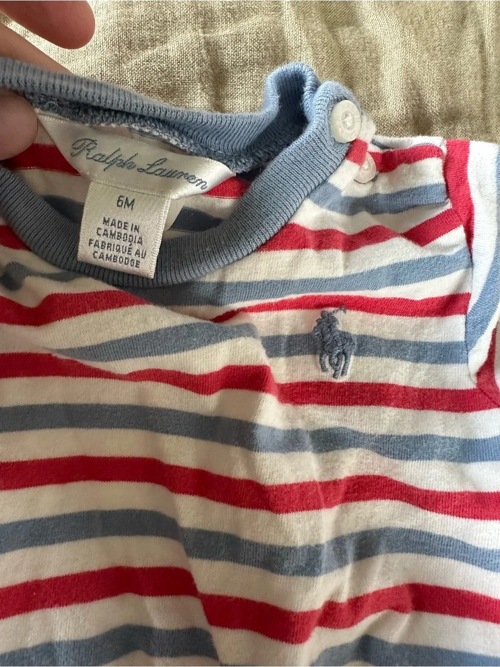 Ralph Lauren Striped Baby Tee in Red, Blue & White